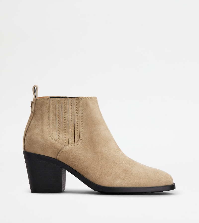 ANKLE BOOTS IN SUEDE - BEIGE - 1