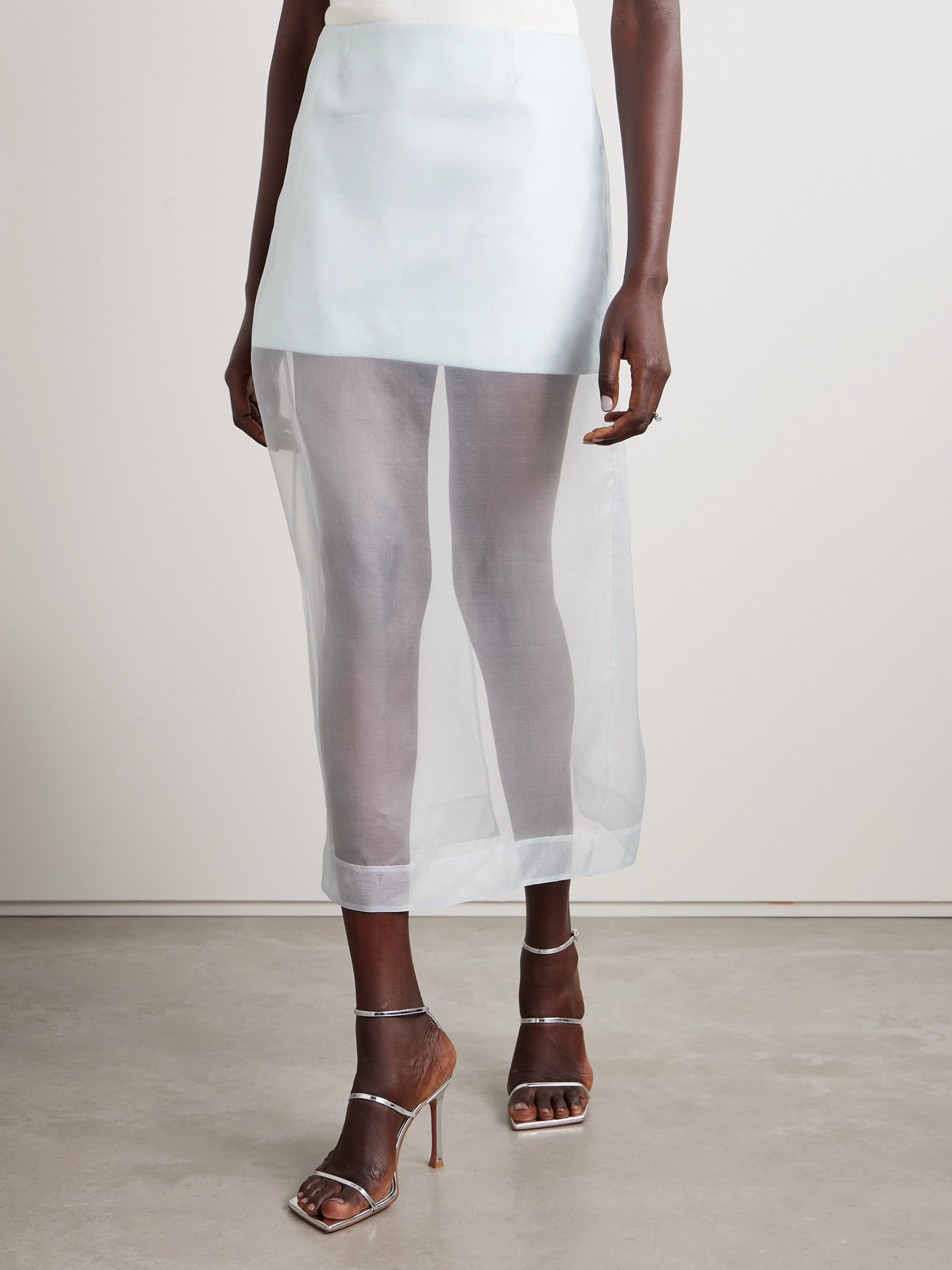 Crush Layered Silk-organza Midi Skirt - 4