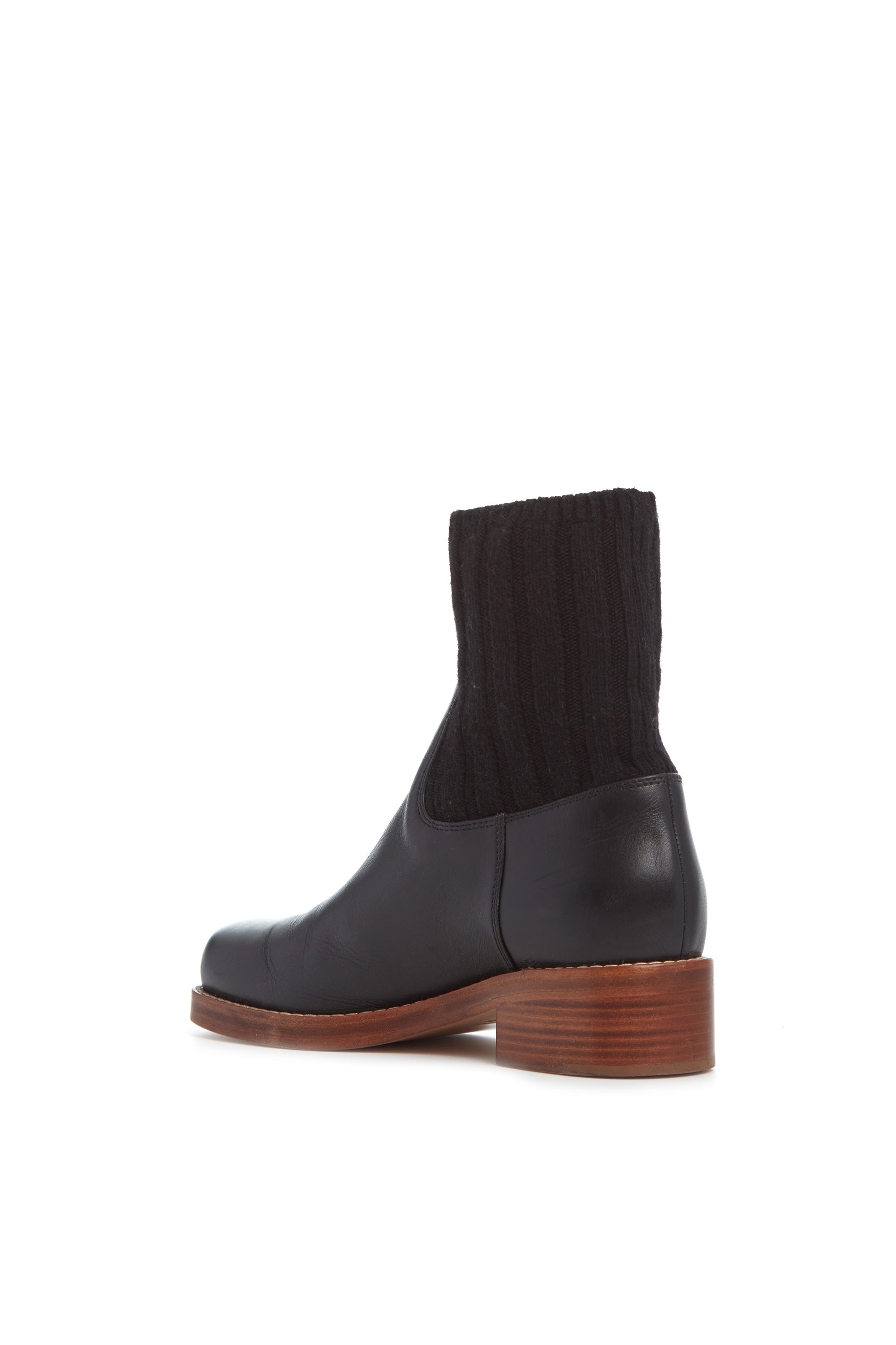 Hobbes Sock Boot in Black Leather & Cashmere - 3