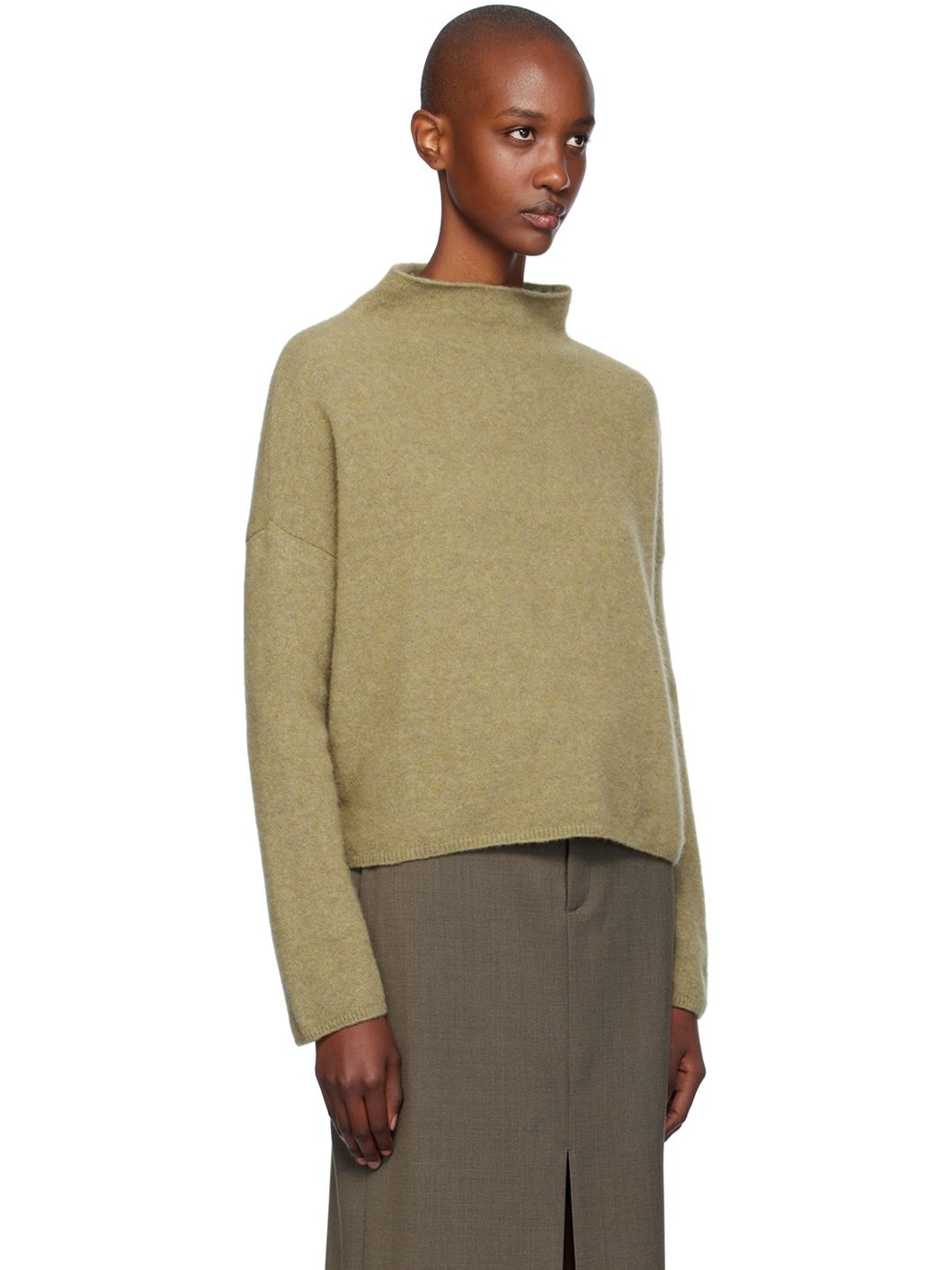 Khaki Mika Yak Funnelneck Sweater - 2