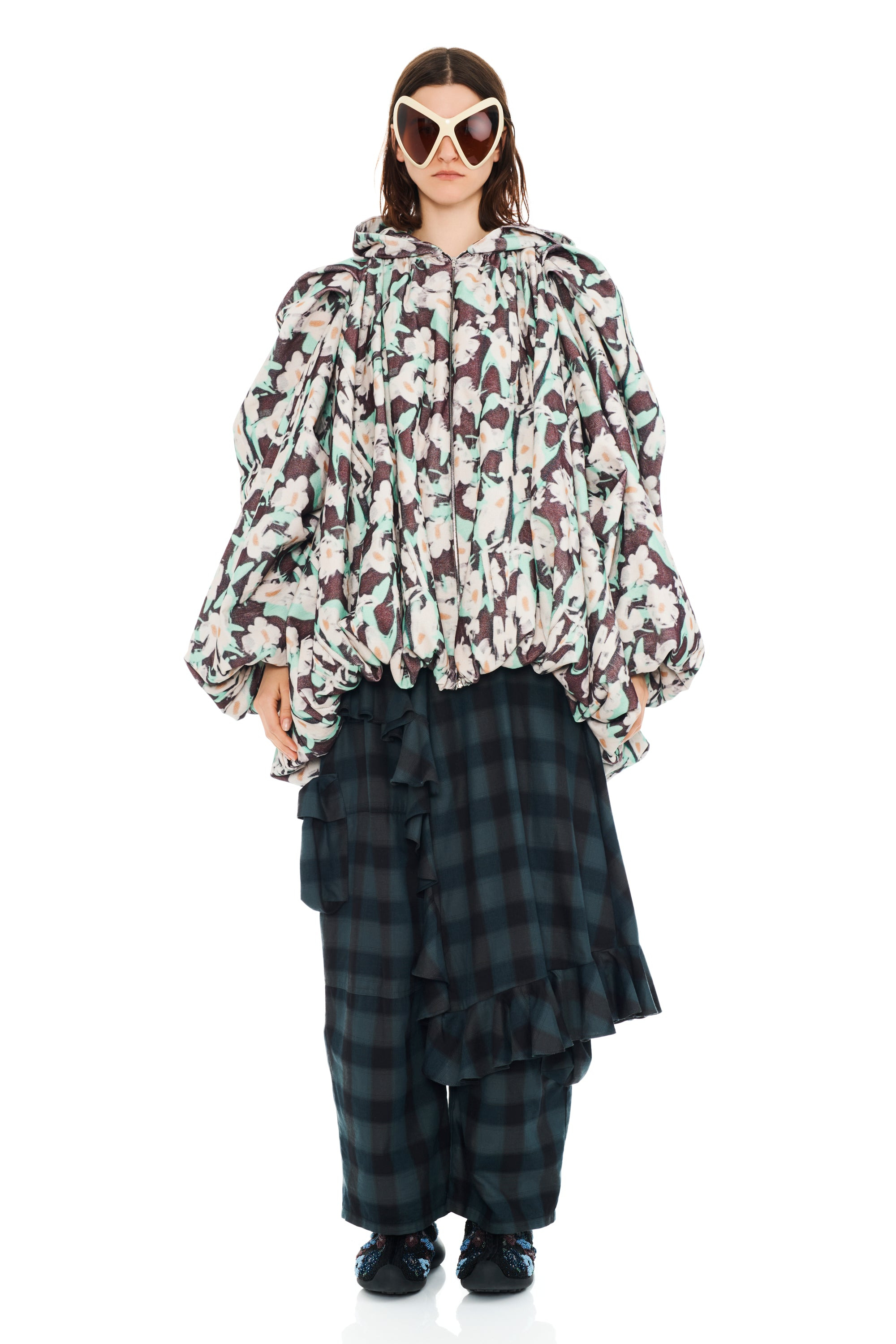 BLACK PAINTED DAISY PILLOW COAT - 2