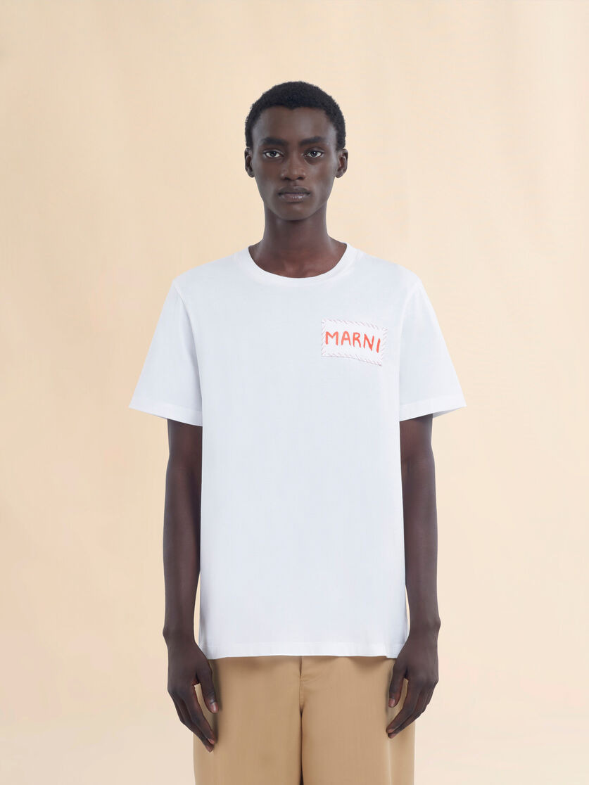 WHITE BIO COTTON T-SHIRT WITH MARNI PATCH - 2
