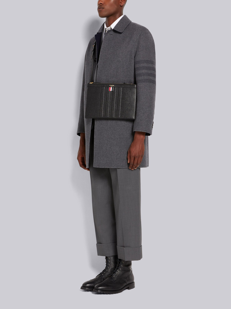 Black Pebble Grain Leather Debossed 4-Bar Crossbody Double Document Holder 6