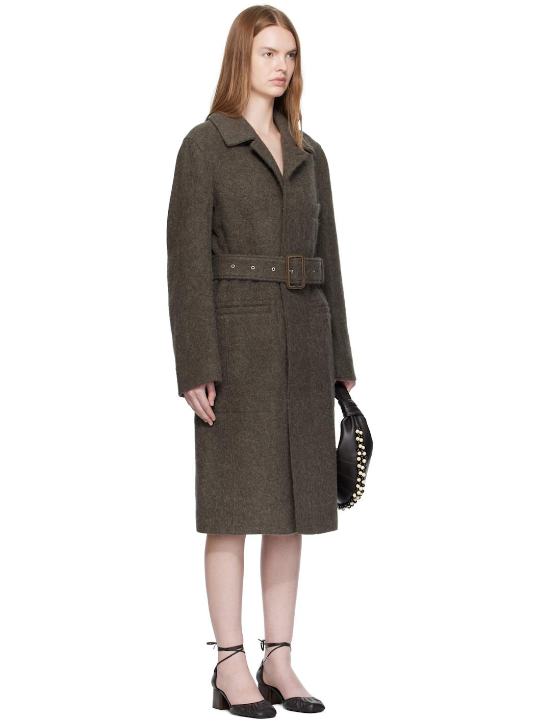 Khaki Belted Tailored Coat - 2