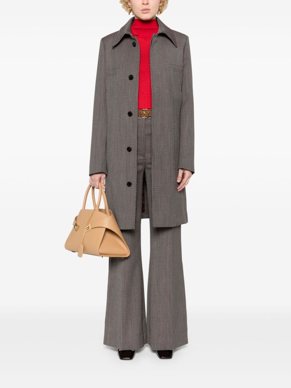 jacquard single-breasted coat - 2