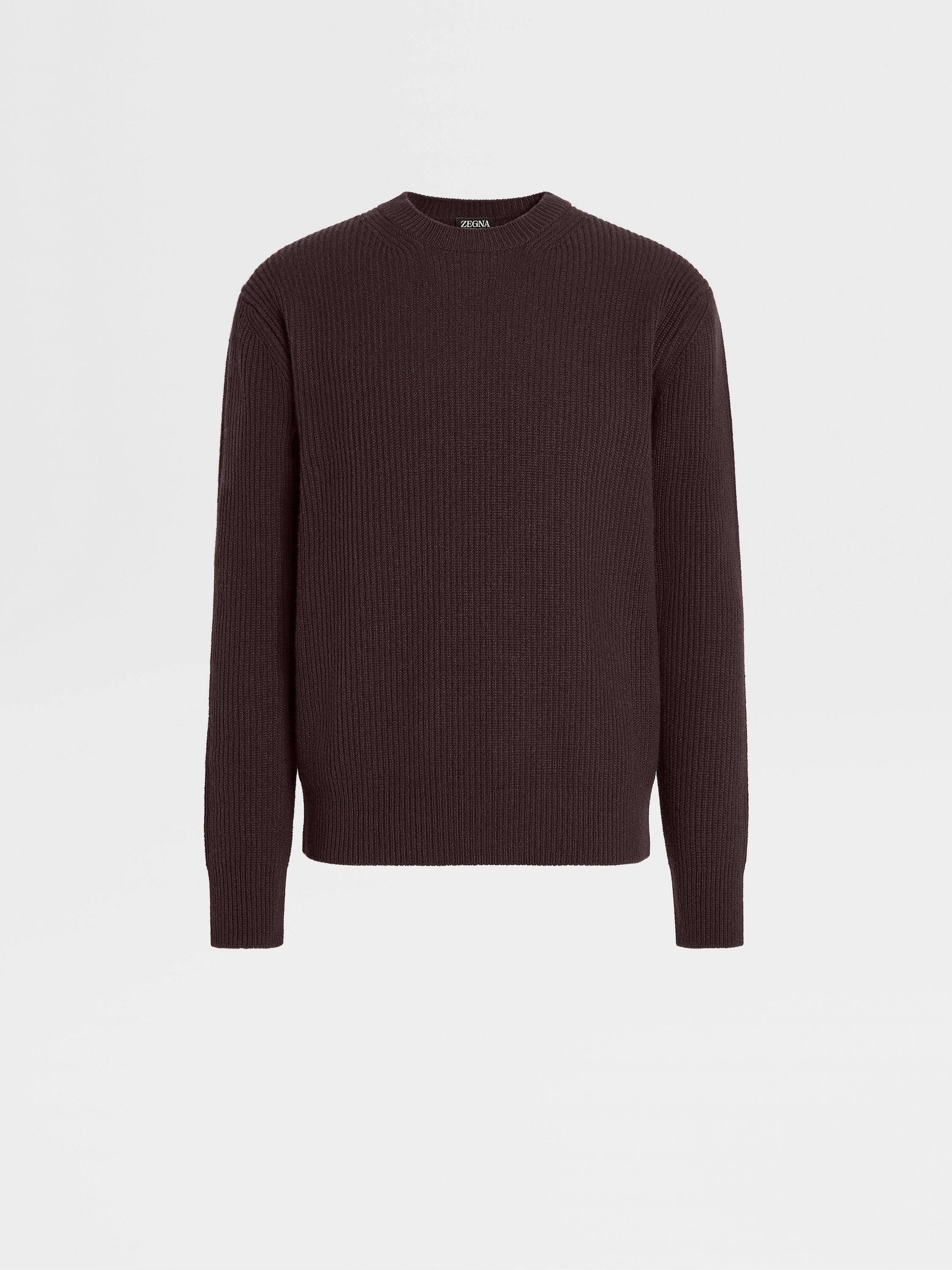 DARK BURGUNDY MÉLANGE OASI CASHMERE CREWNECK - 1