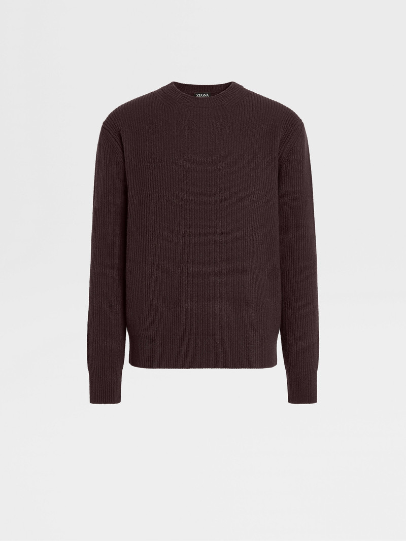 DARK BURGUNDY MÉLANGE OASI CASHMERE CREWNECK 1