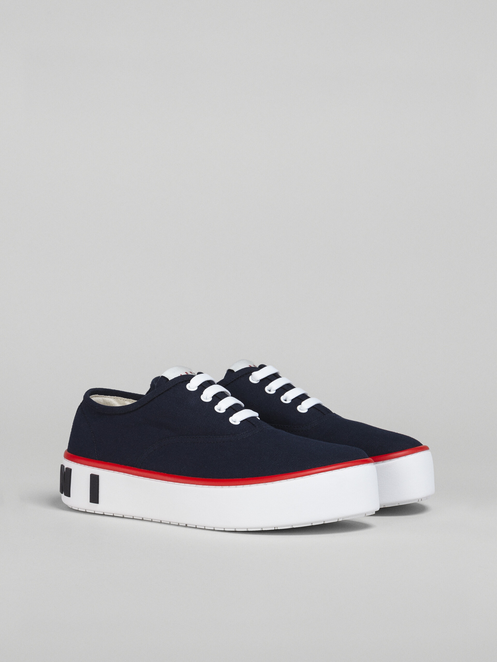 BLUE CANVAS SNEAKER WITH MAXI LOGO - 2