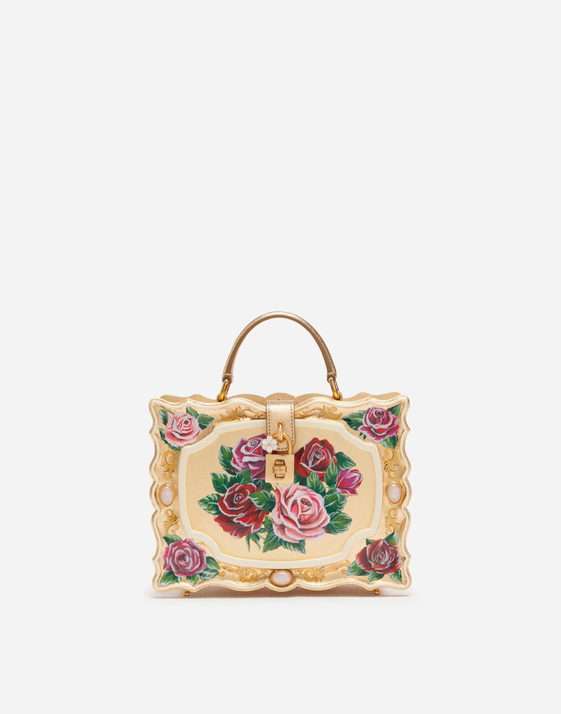 Dolce Box bag in golden hand-painted wood 1