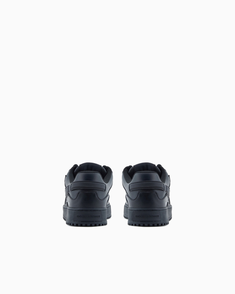 EMPORIO ARMANI LEATHER SNEAKERS WITH OVERSIZED EA PATCH outlook