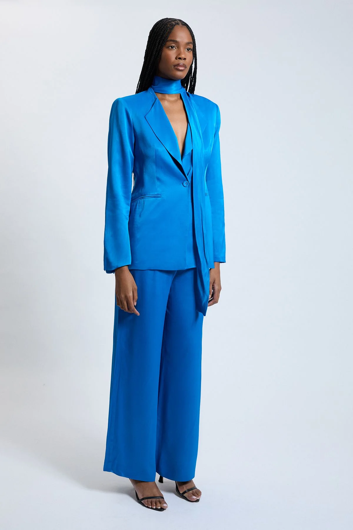 Satin Viscose Wide Leg Tailored Trouser - 1