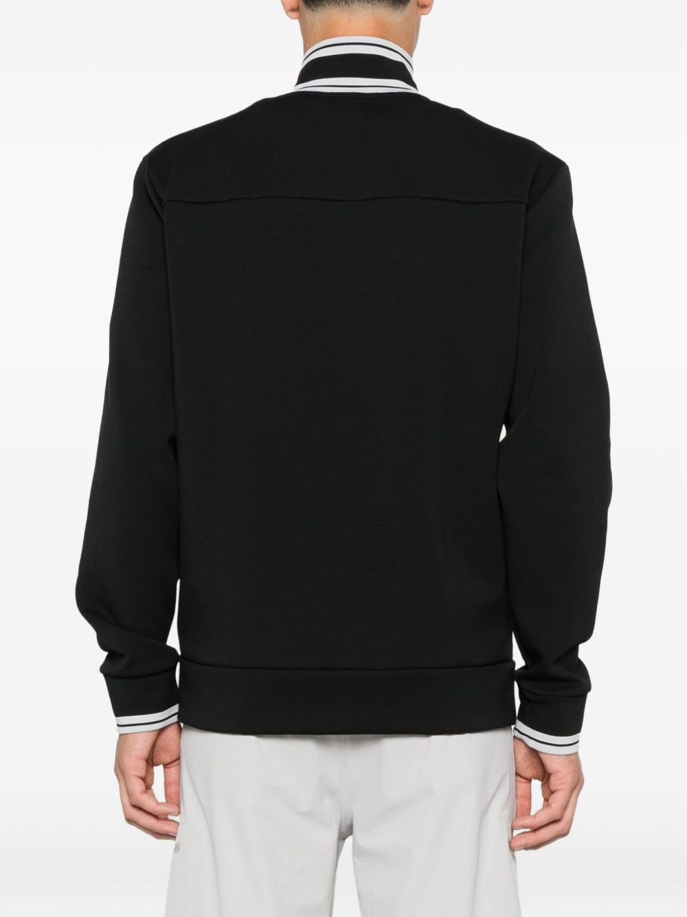 striped-cuff zip-up sweatshirt - 4