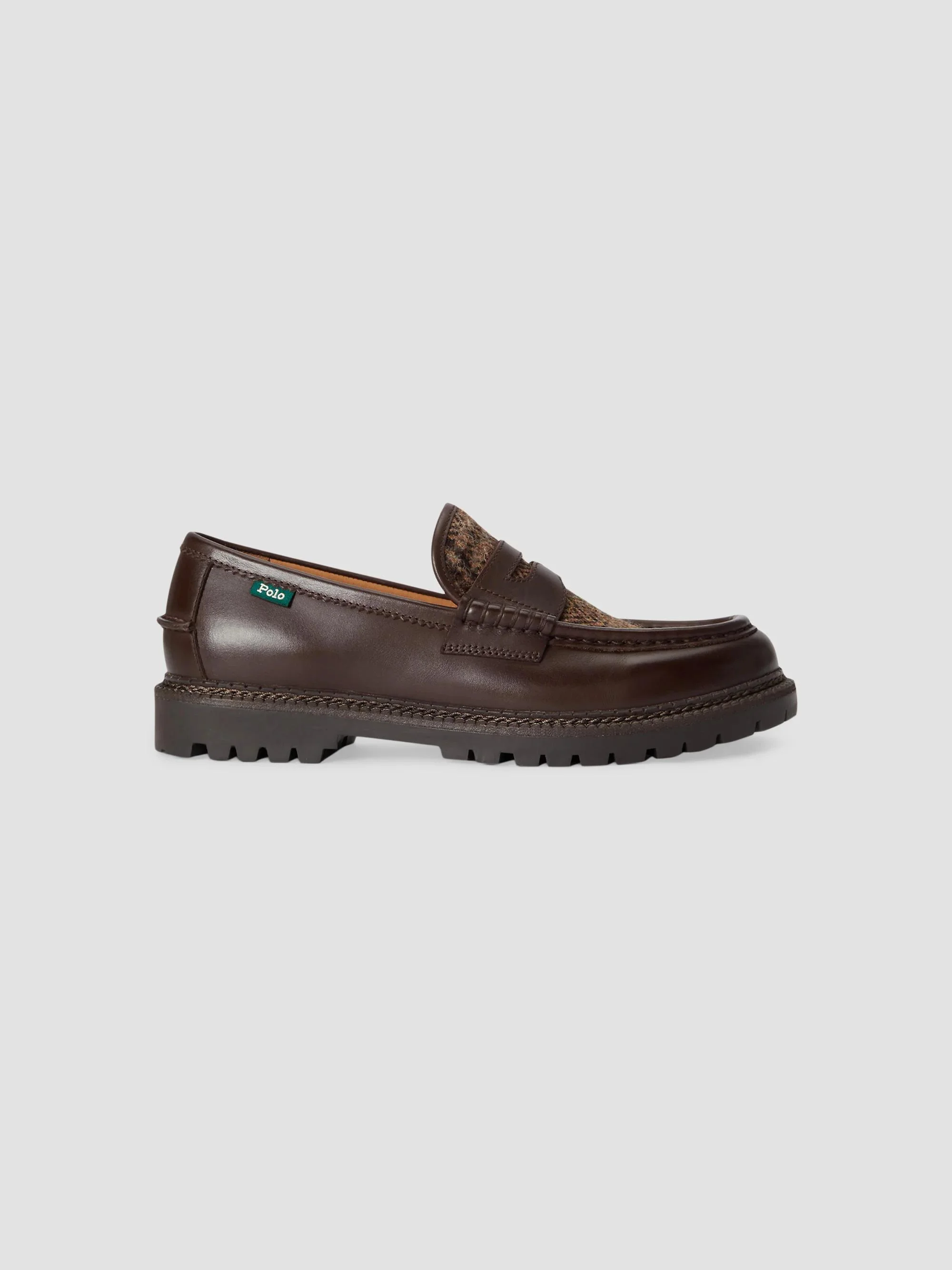 Men's Jett Leather & Tweed Penny Loafers - Dark Brown - 1