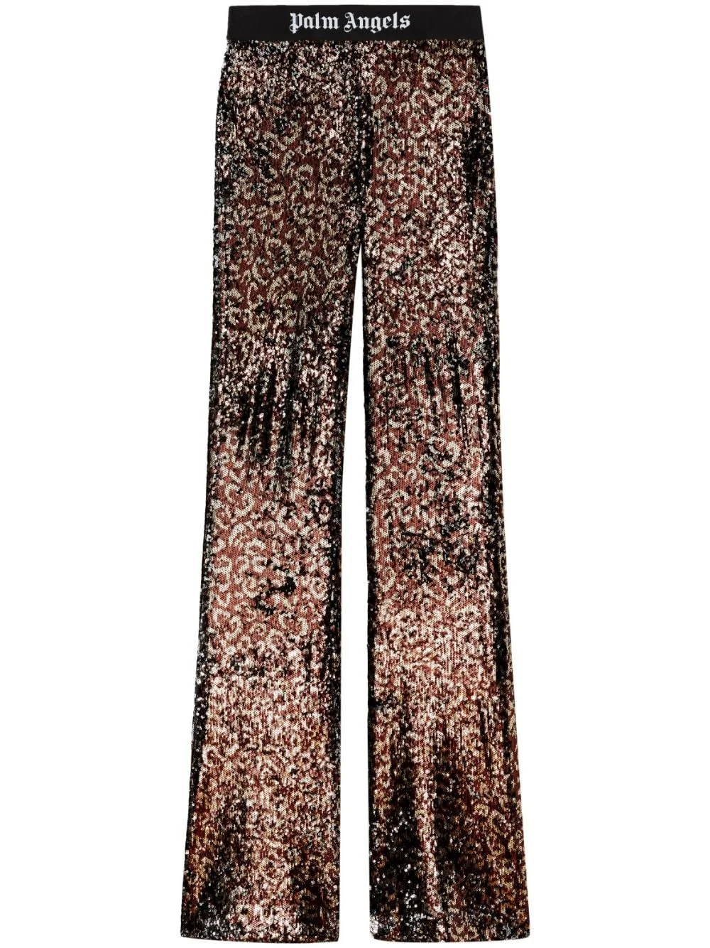 logo-tape sequin flared trousers - 1