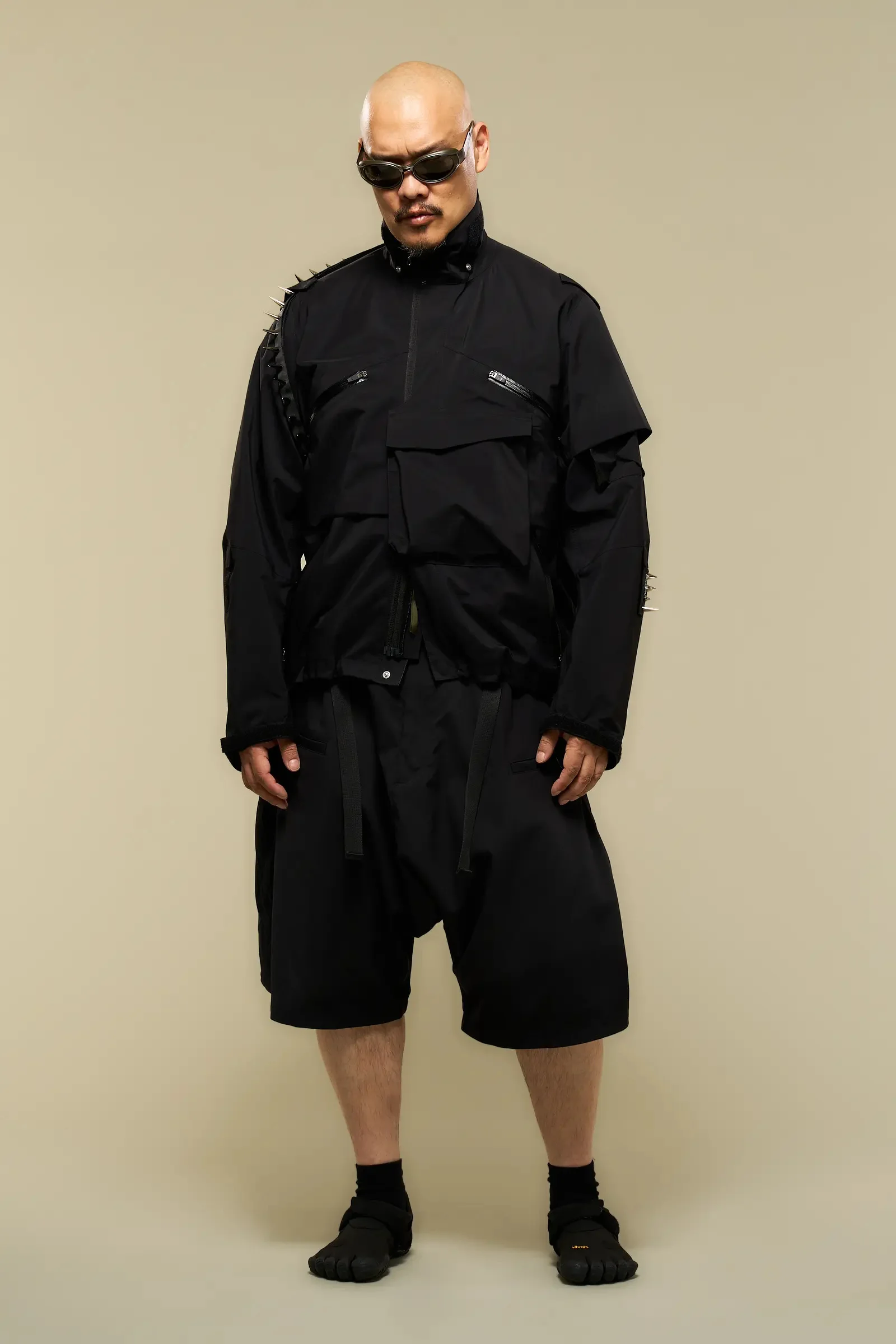 SP62-M Nylon Stretch Web Belt Short Pant Black - 1