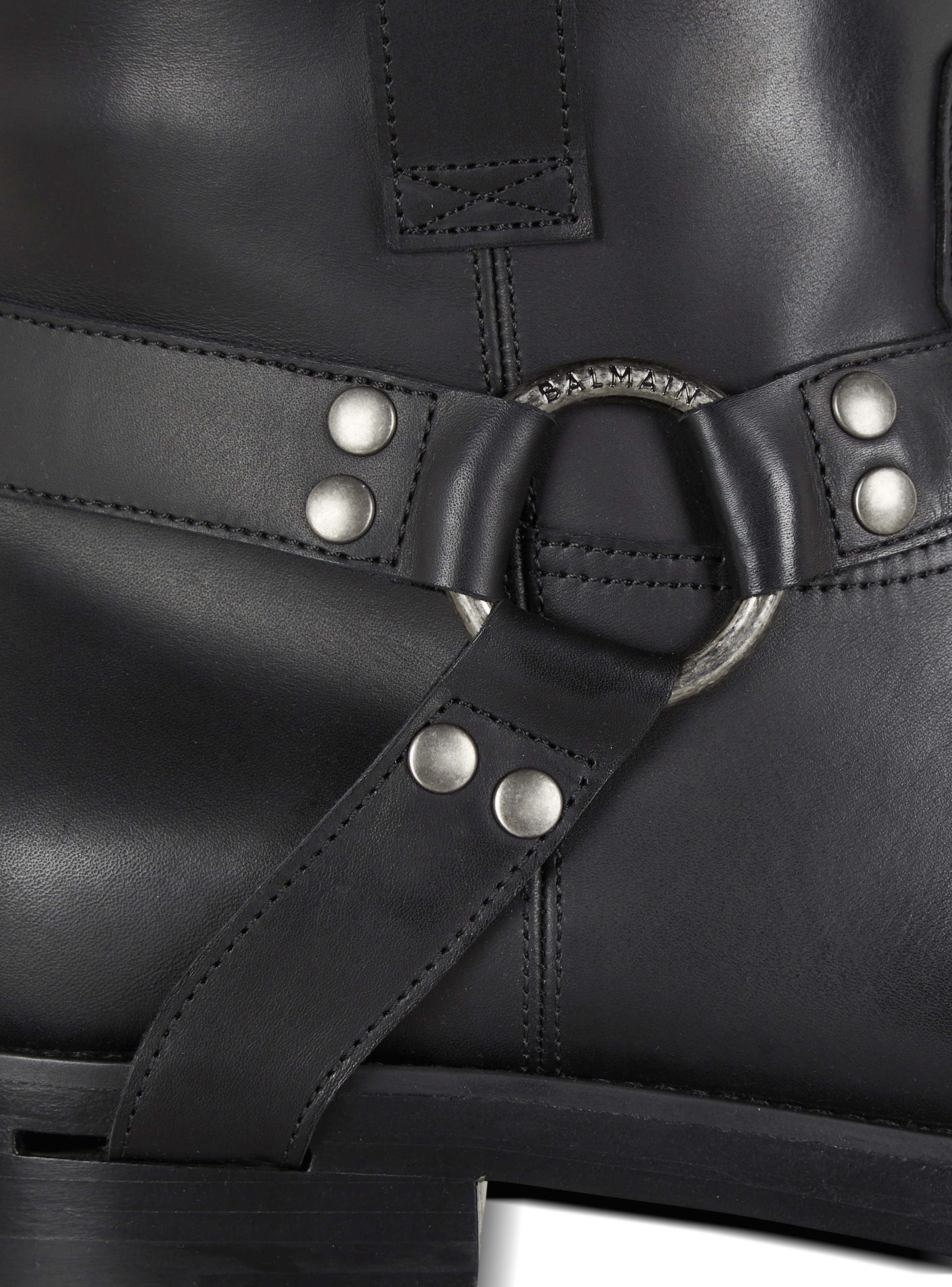 Calfskin leather biker ankle boots - 6