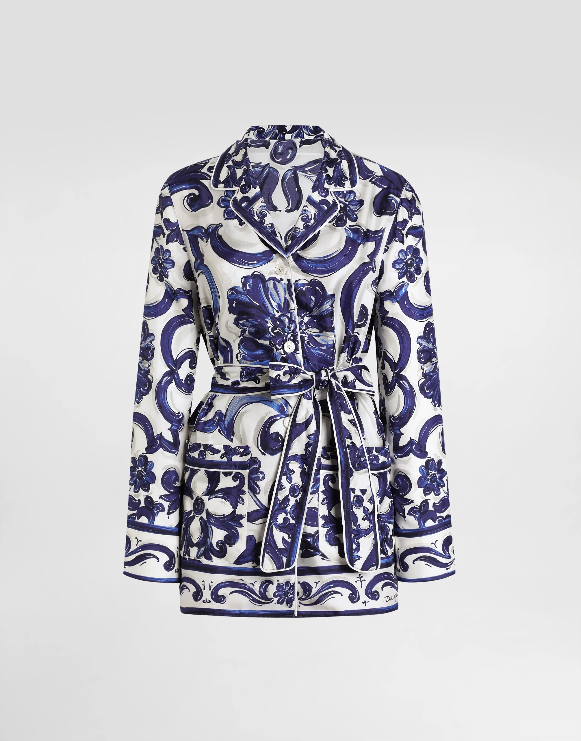 Majolica-print silk vanity shirt - 1