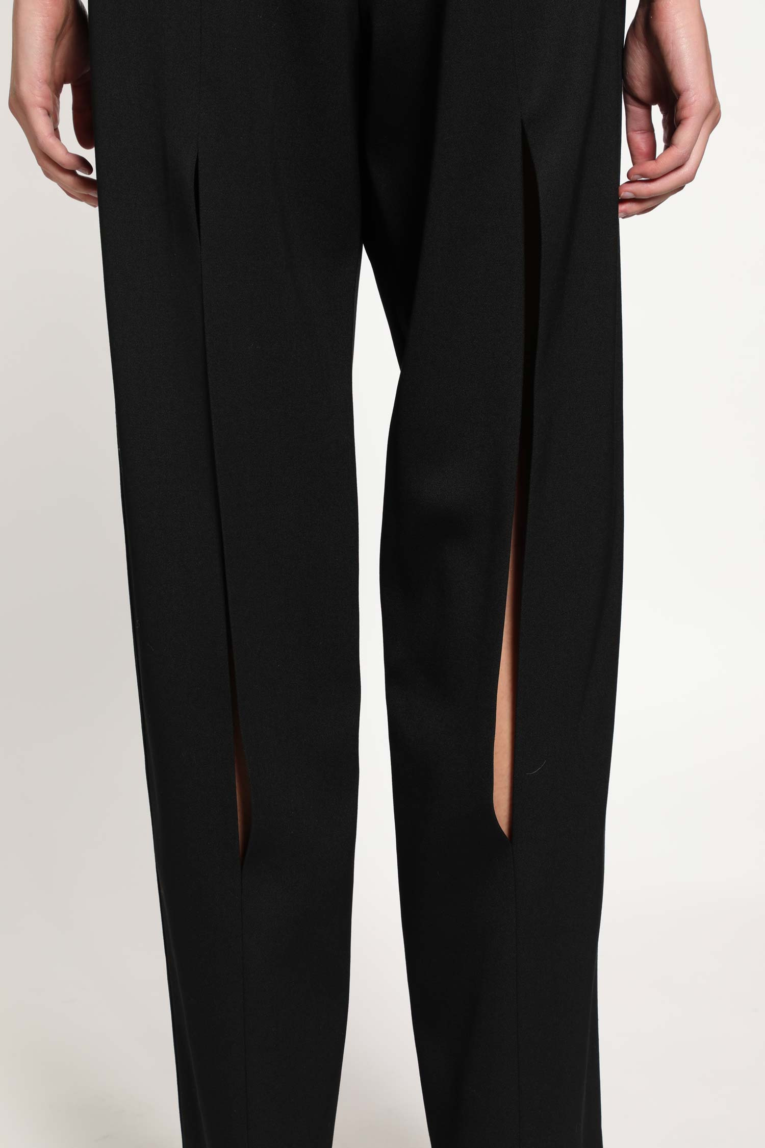 Slashed Double Pleat Pants In Wool - 4