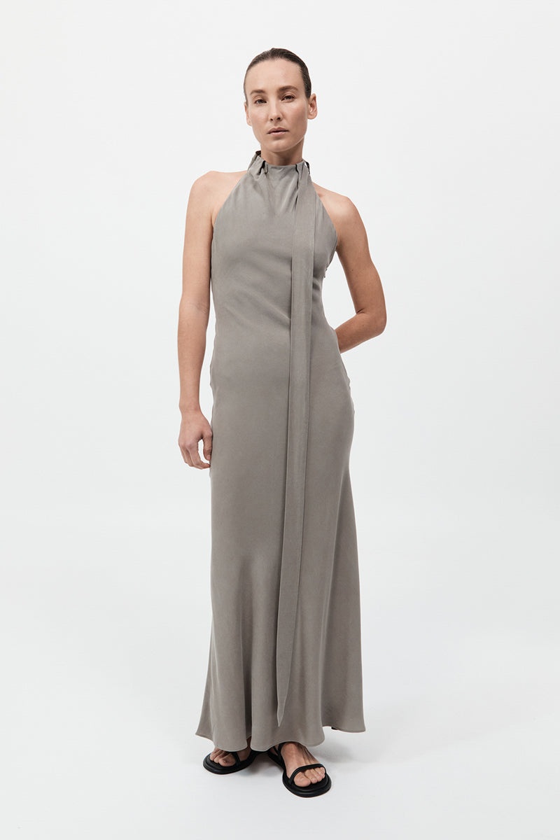 Bias Scarf Dress - Slate - 2