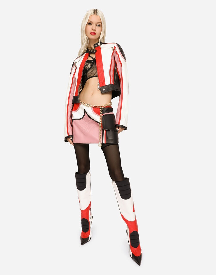 Multi-color leather jacket - 3