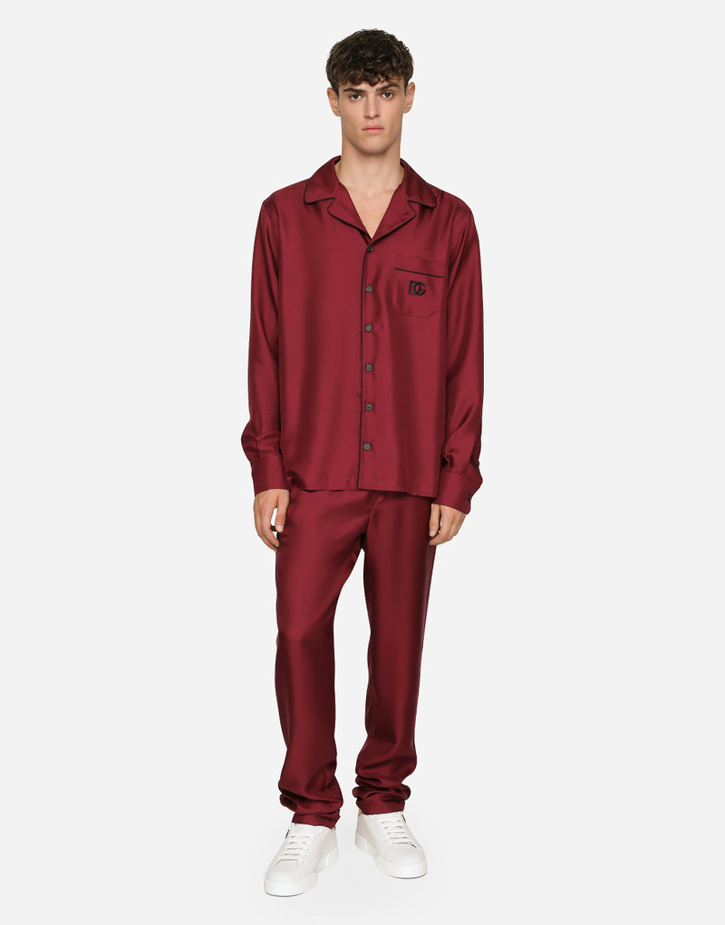 Dolce & Gabbana Silk shirt with DG logo-embroidered patch outlook