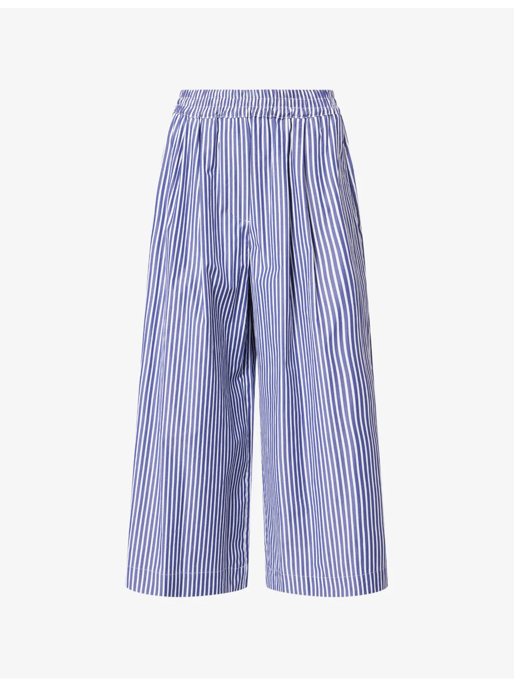 Stripe-Print Wide-Leg Cotton Cropped Trousers - 1