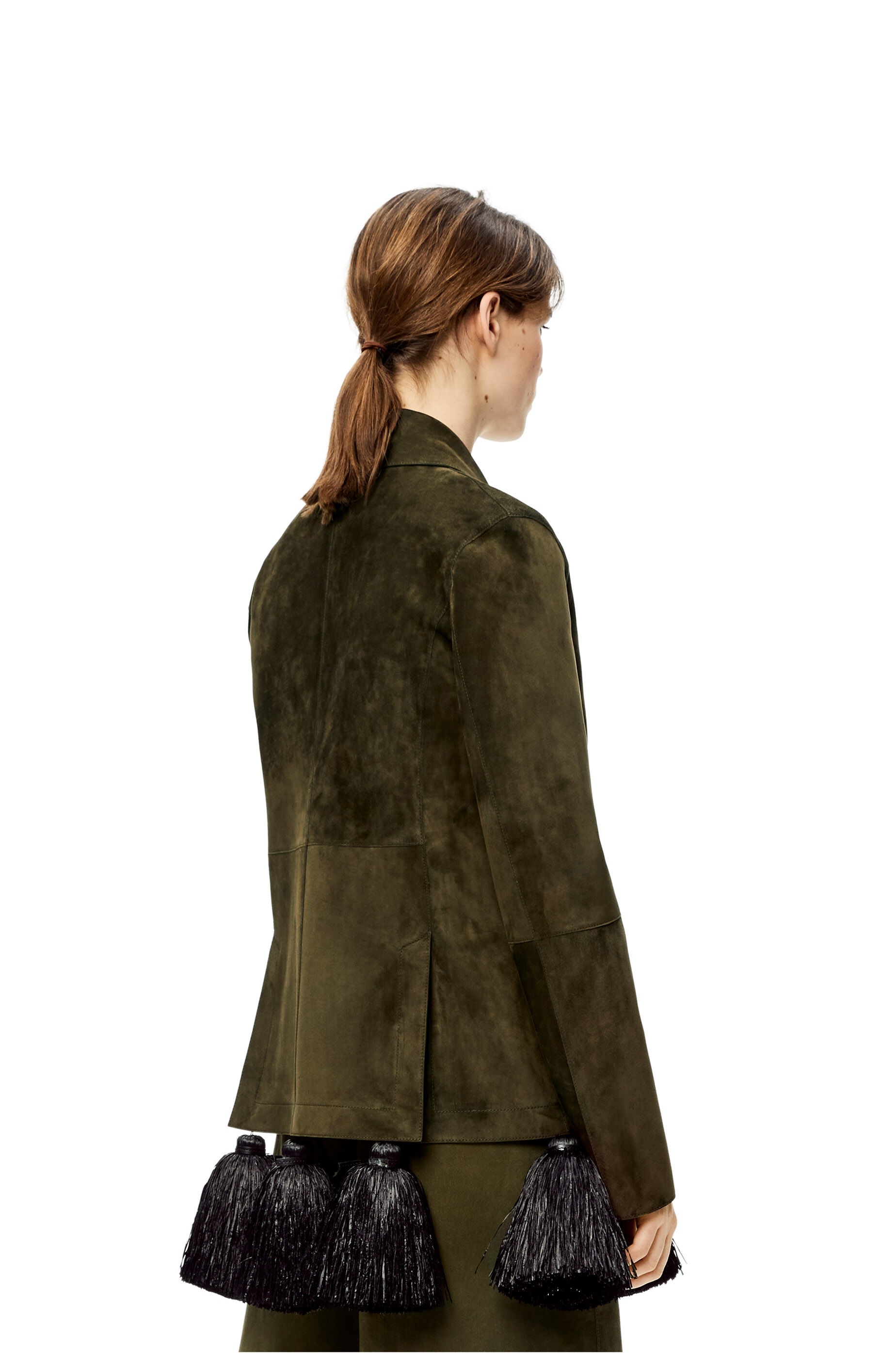 Pompom button jacket in suede - 4