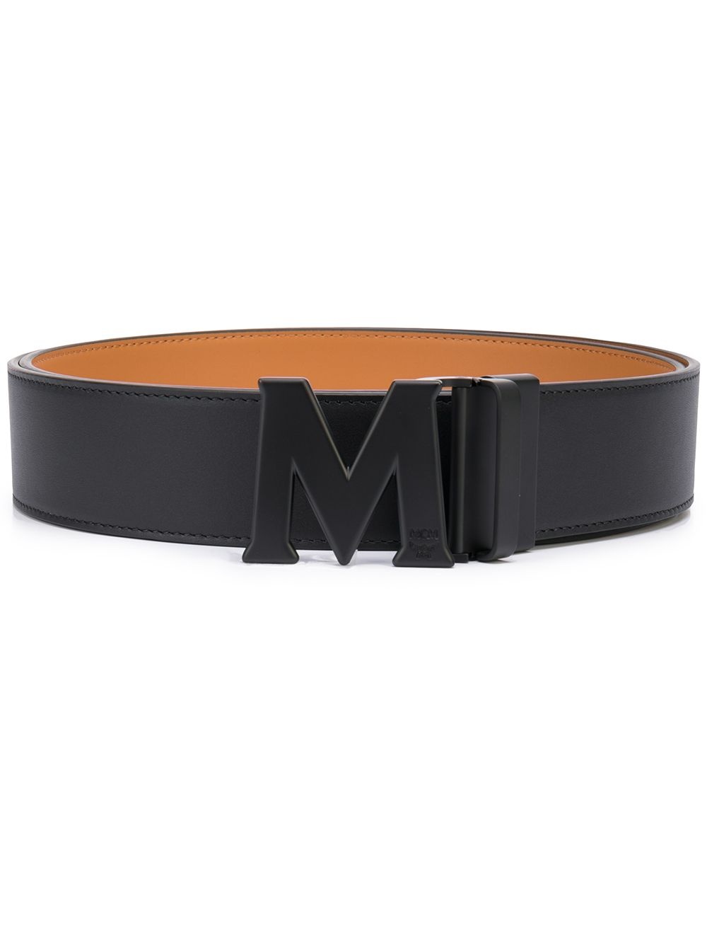 logo-plaque leather belt - 1