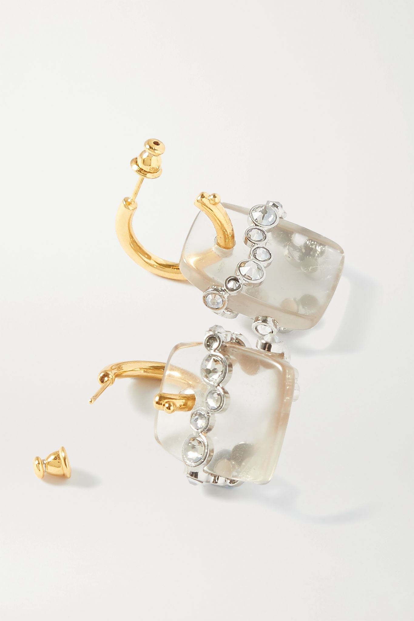 Gold-tone, quartz and crystal earrings - 3