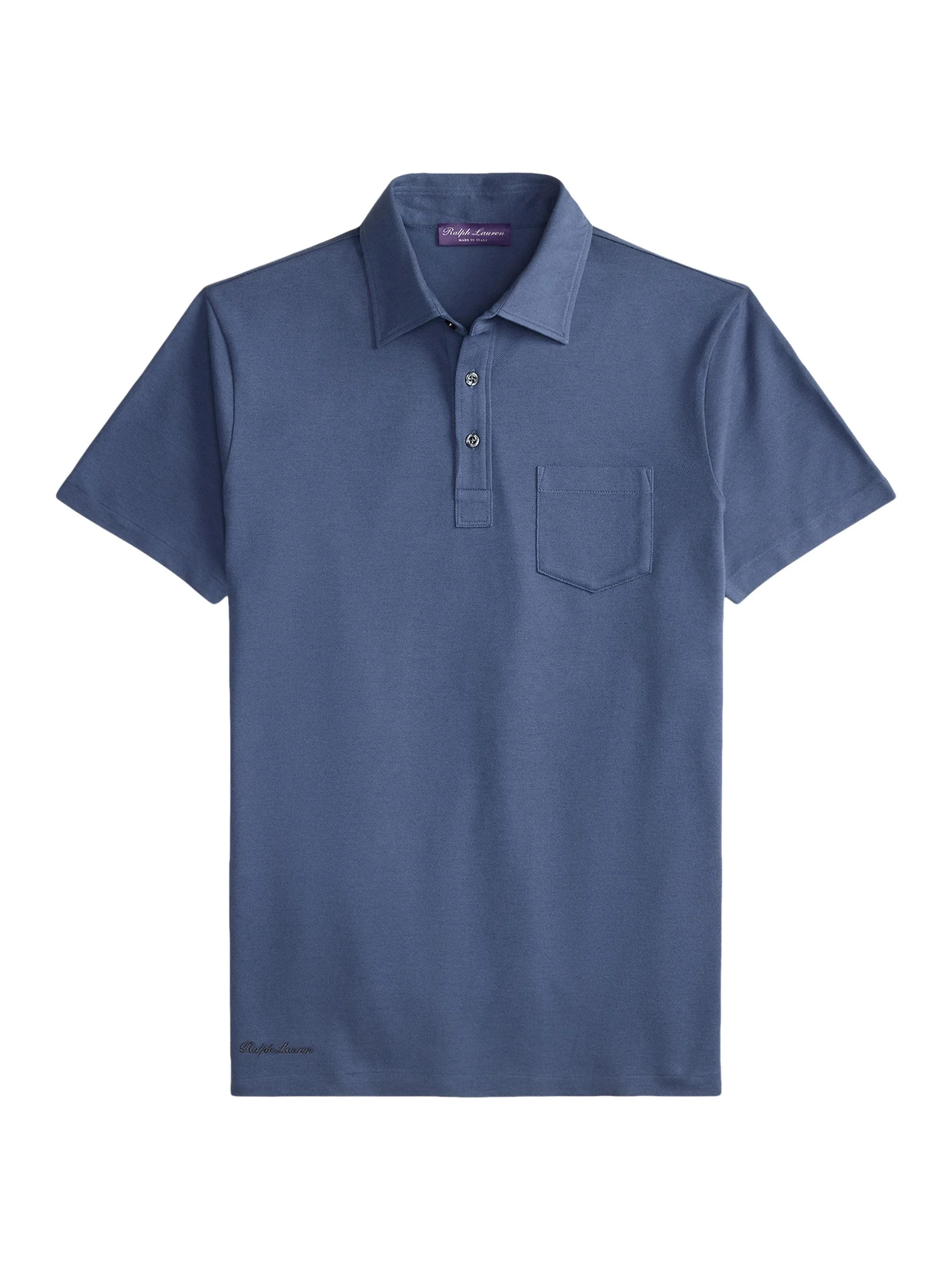 Men's Cotton-Cashmere Piqué Polo Shirt - Vintage Indigo - 1
