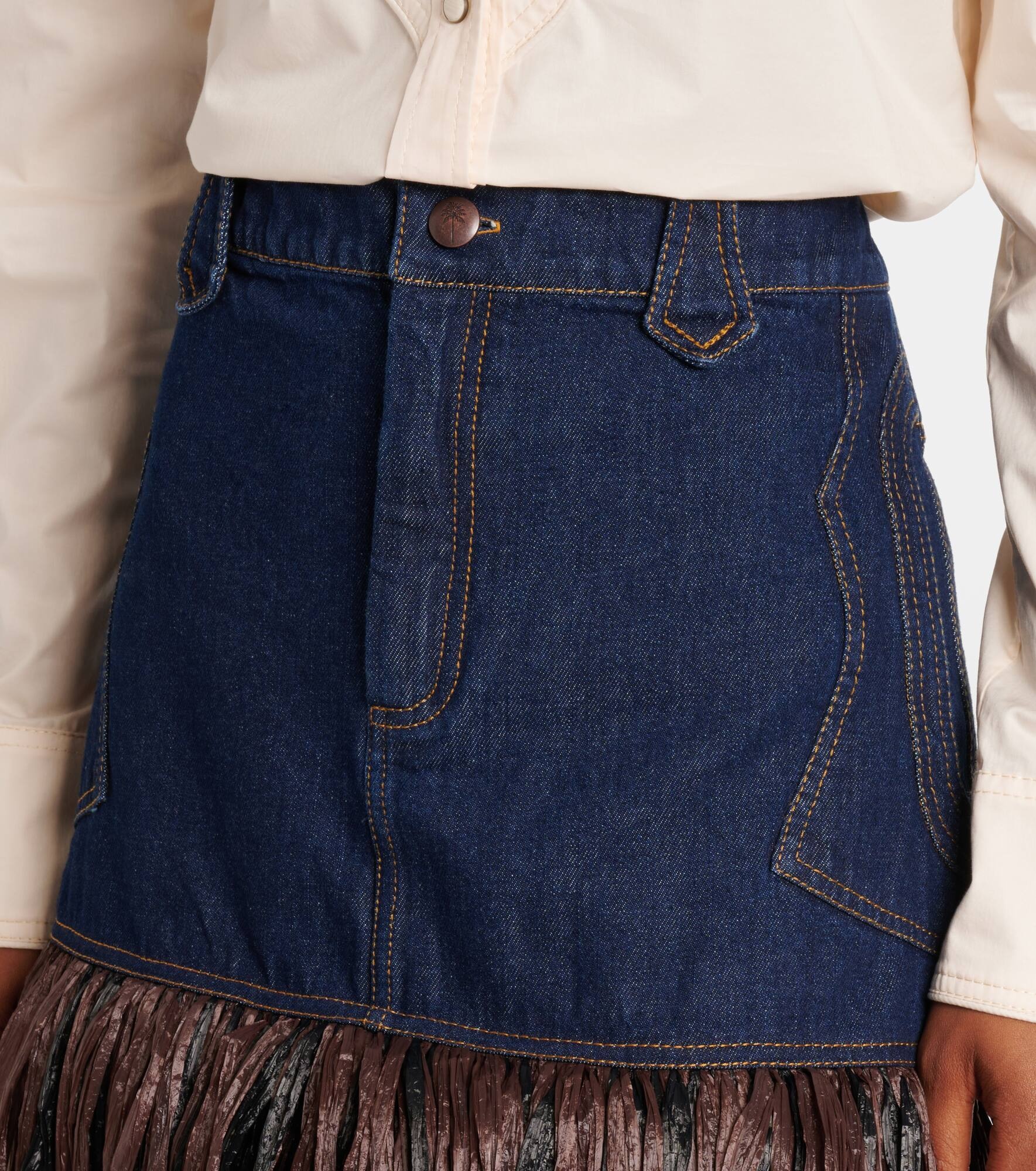 Fringed denim maxi dress - 4