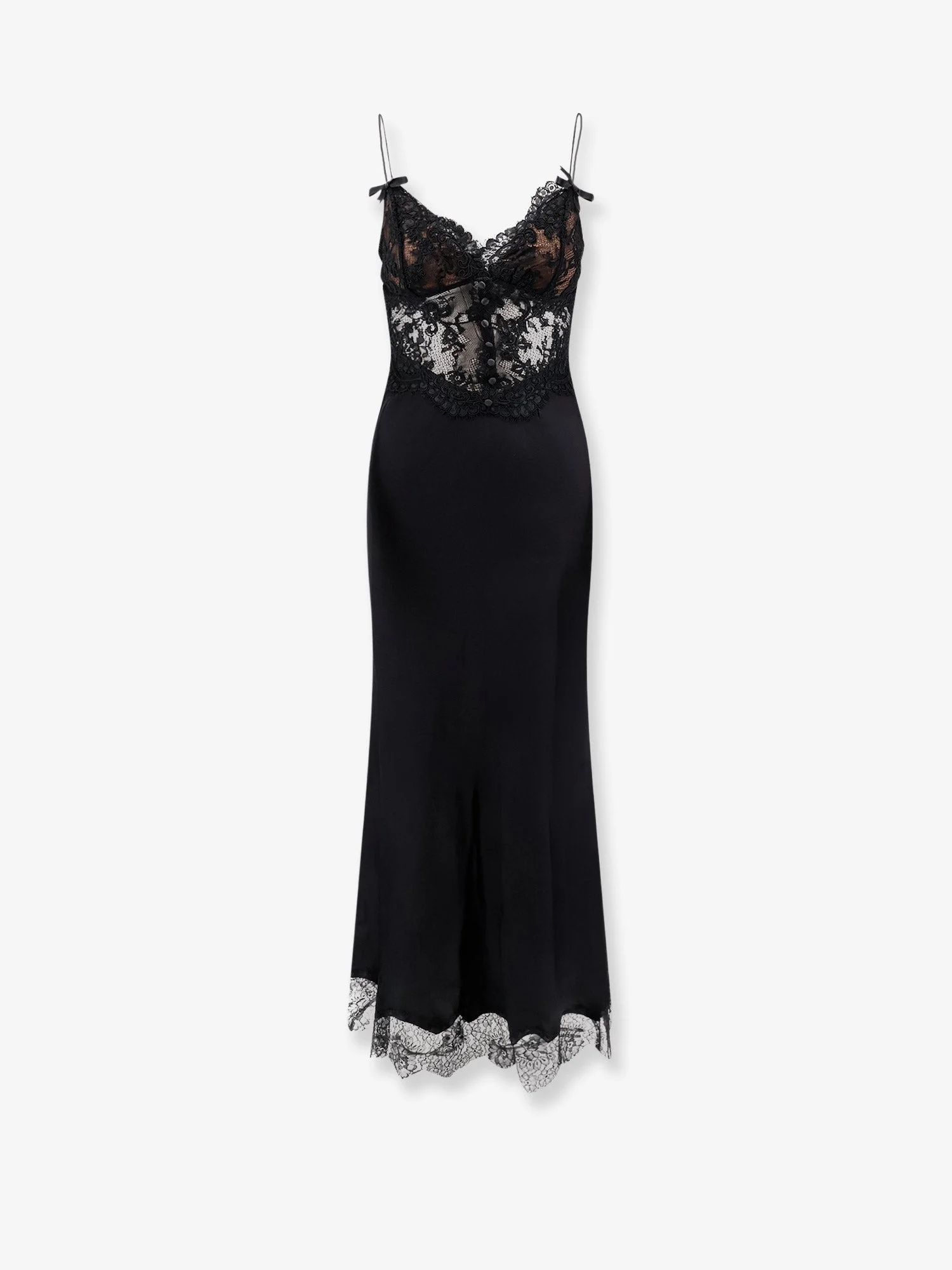Self Portrait Satin Dress With Lace Profiles - 1