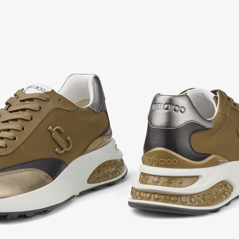 JIMMY CHOO Memphis Lace Up/m Caper Green Neoprene and Leather Low