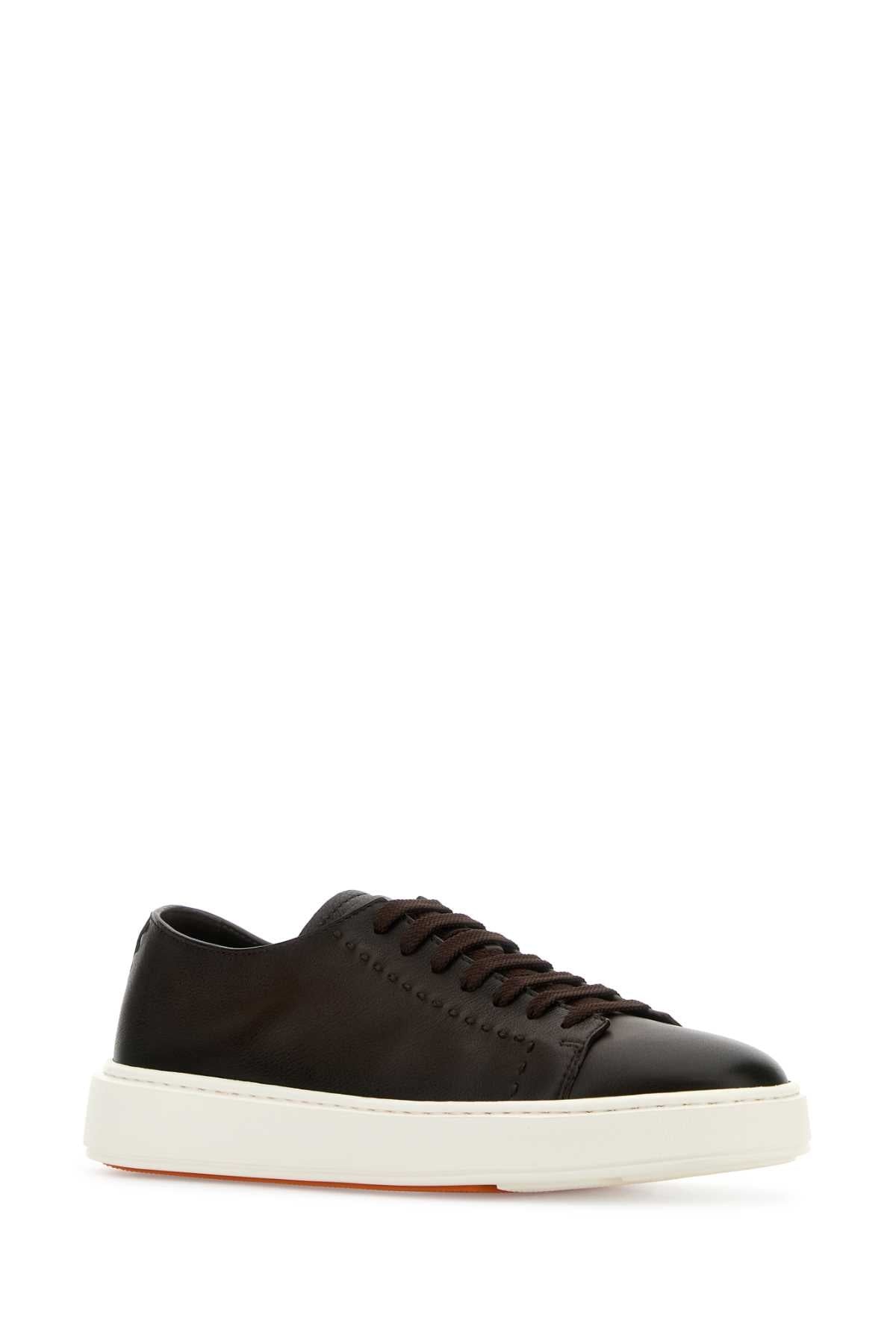 Santoni Santoni Men Brown Leather Clean Sneakers | luosophy