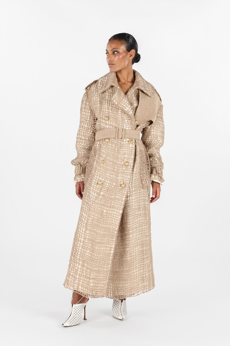Roberto Cavalli Grid Trench Coat with belt outlook
