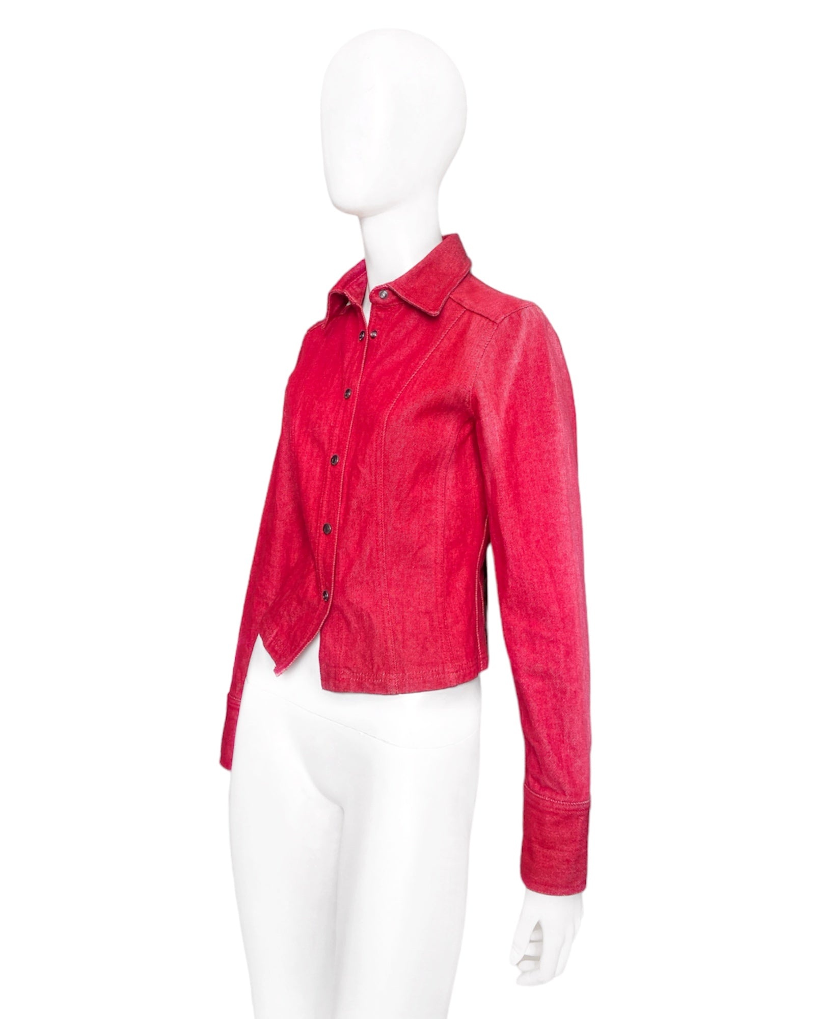 Gucci Fall 1999 Tom Ford Red Denim Jacket - 3