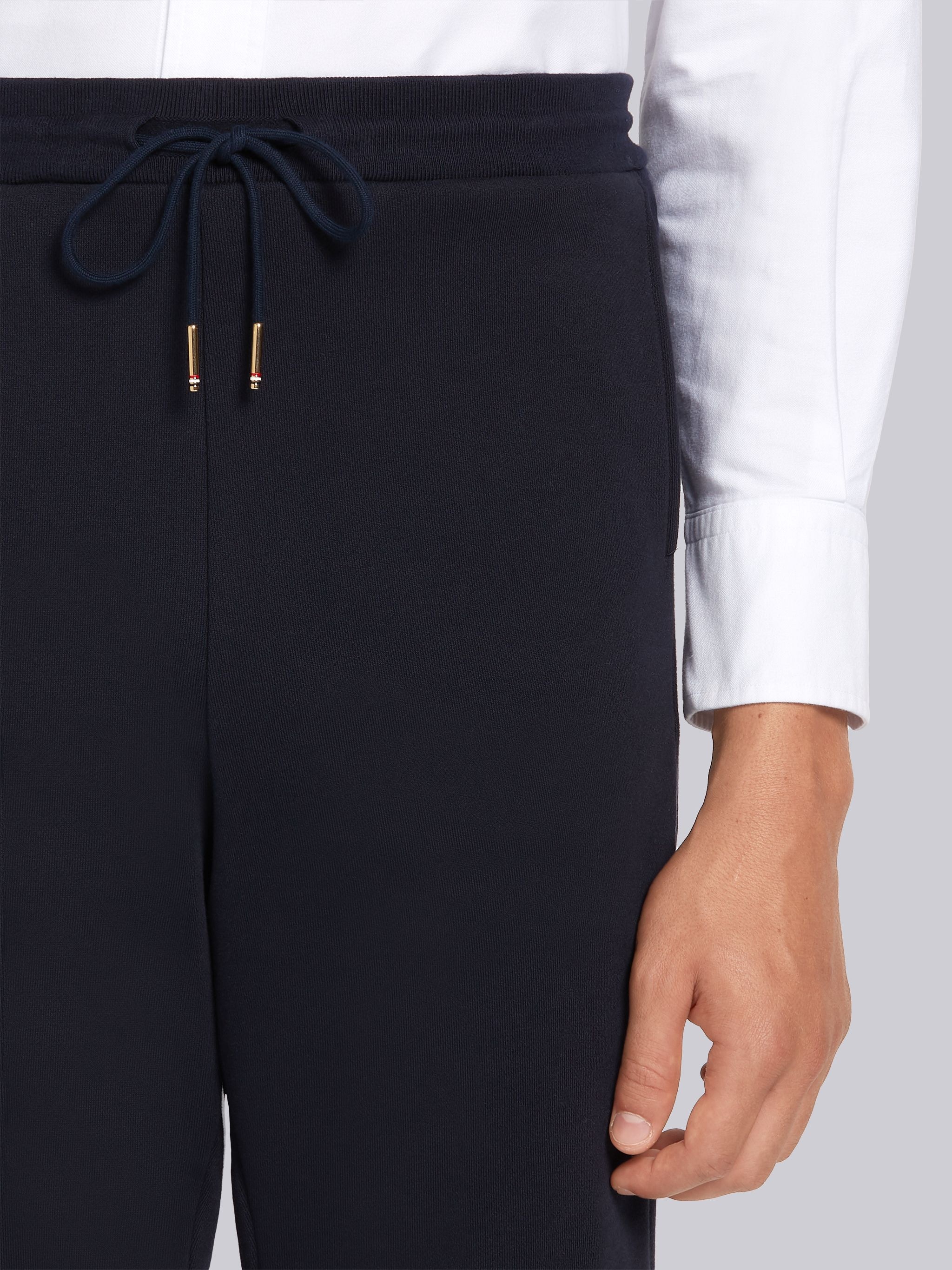 Navy Cotton Loopback Side Stripe Insert Sweat Short - 5