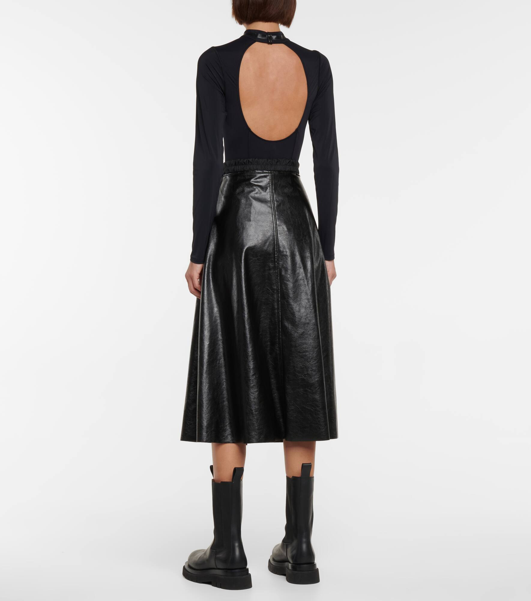Faux leather midi skirt - 3
