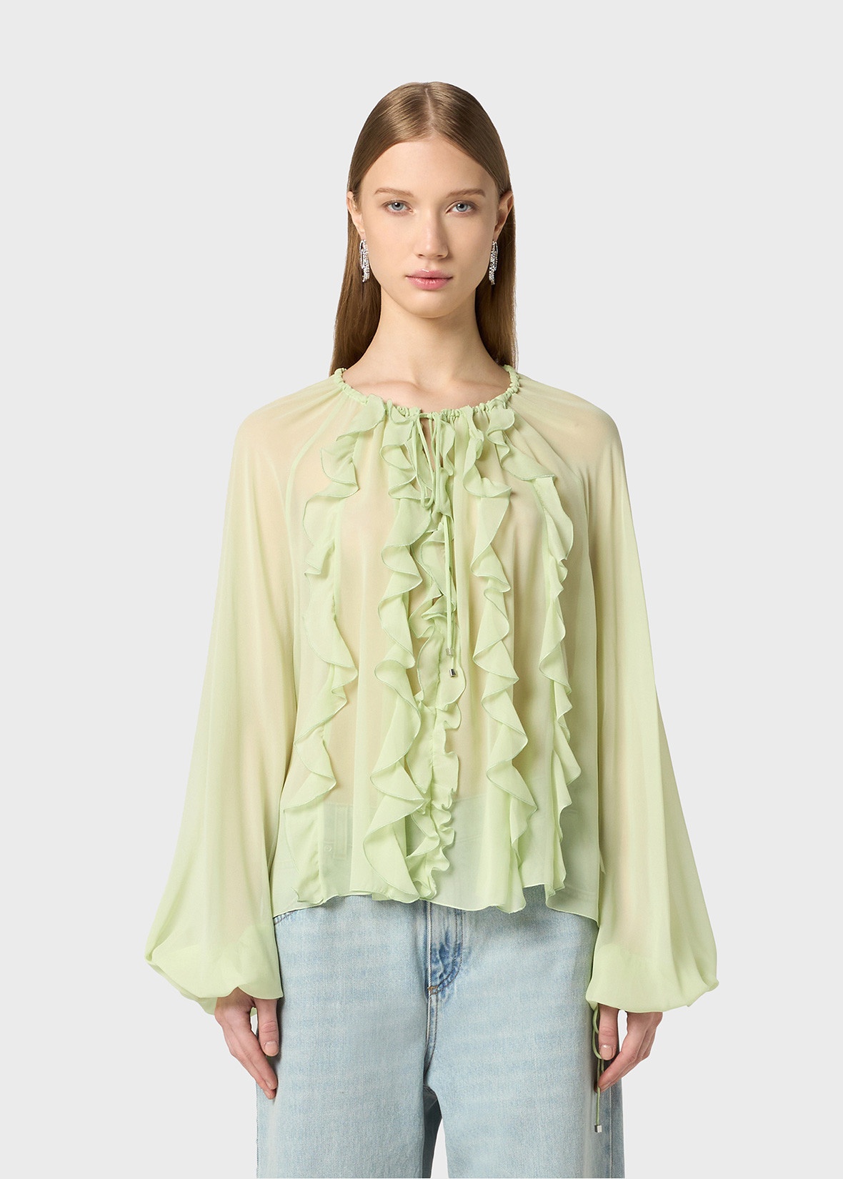 GEORGETTE BLOUSE WITH RUFFLES - 3