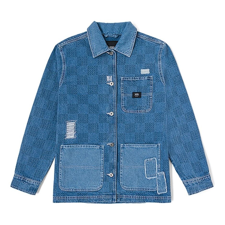 (WMNS) Vans Mended Check Denim Printed Jacket 'Blue' VN0007577W6 - 1