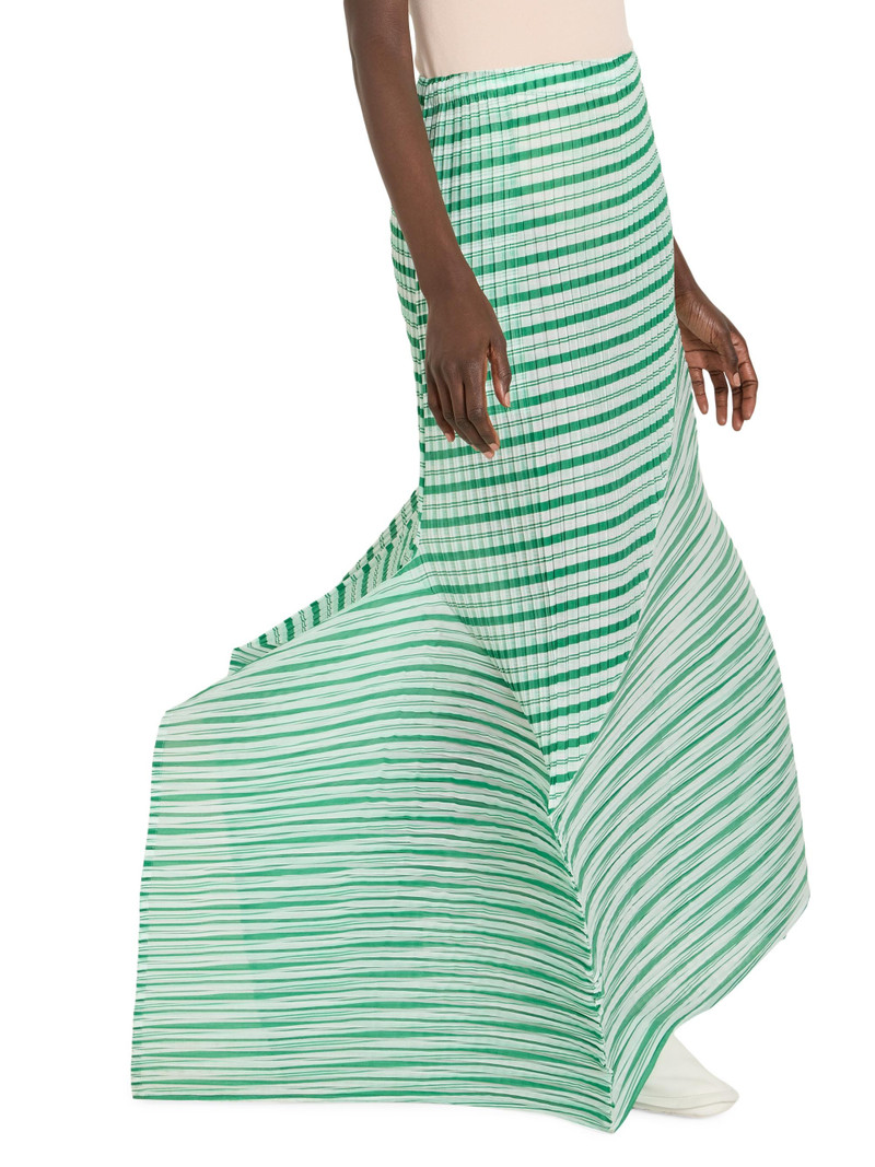 Women's Generic Stripes Machine Pleats Maxi Skirt - Green Hued 4