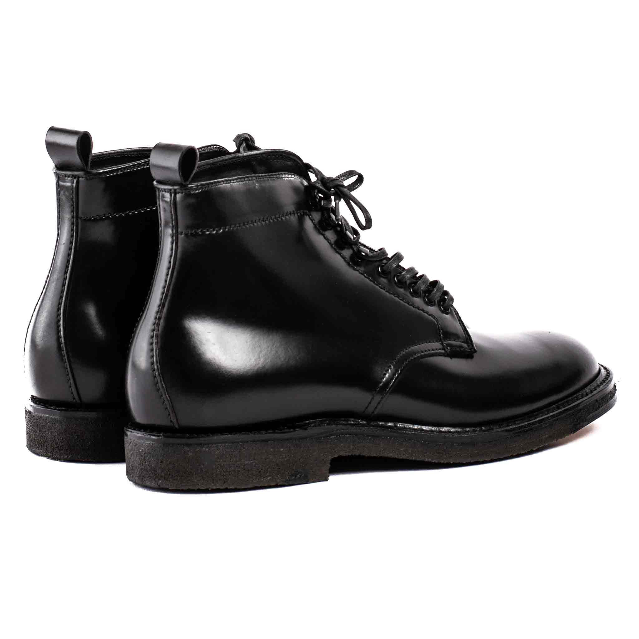 Black Cordovan Plain Toe Boot with Crepe Sole - 3