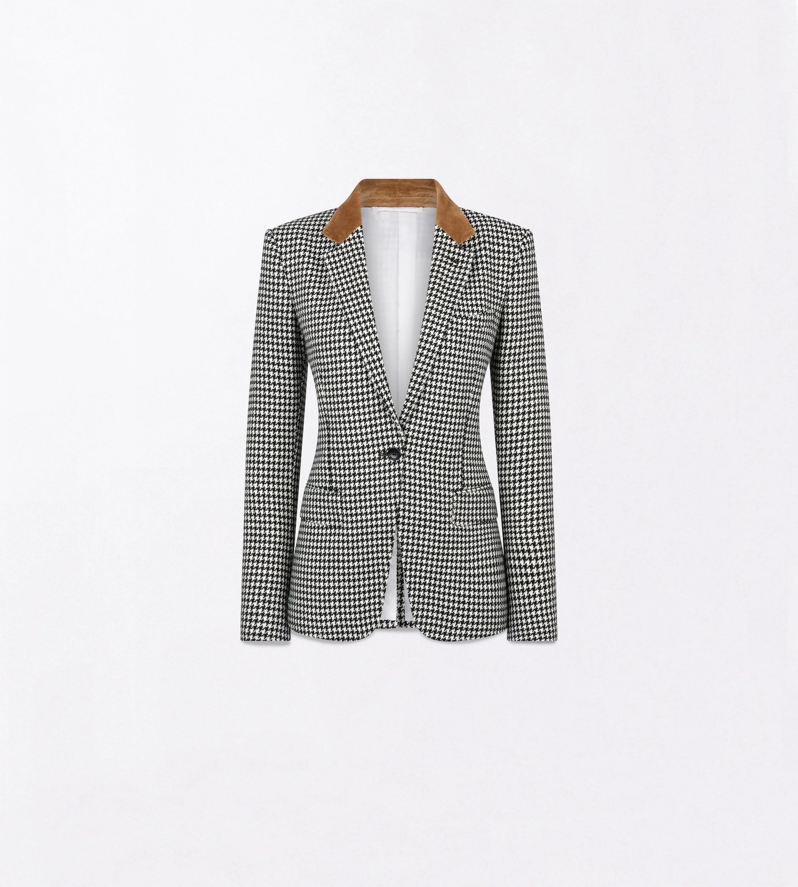CASHMERE PIED DE POULE SINGLE BREASTED BOYFRIEND JACKET - 1