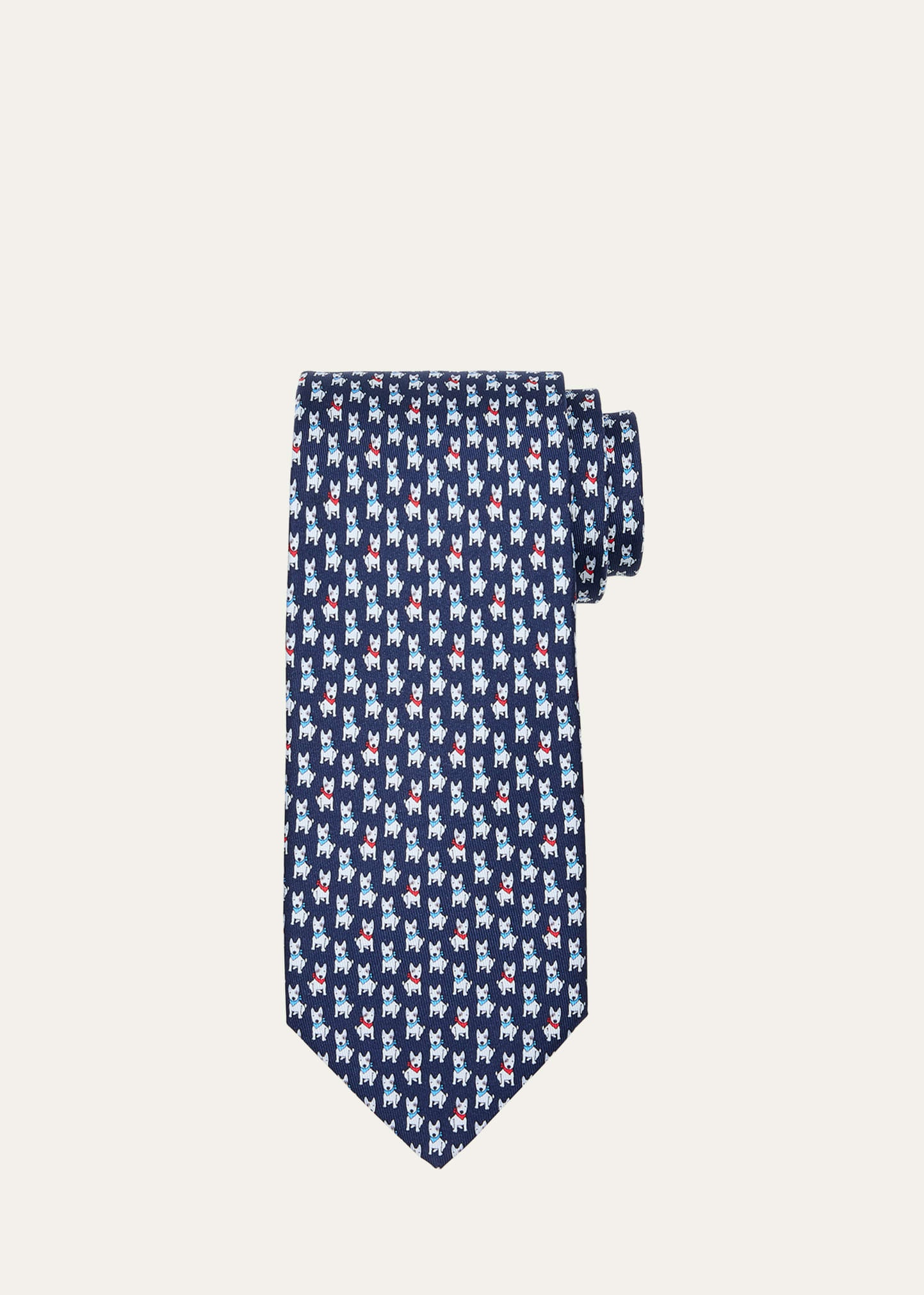 Men's Terrier-Print Silk Tie - 1