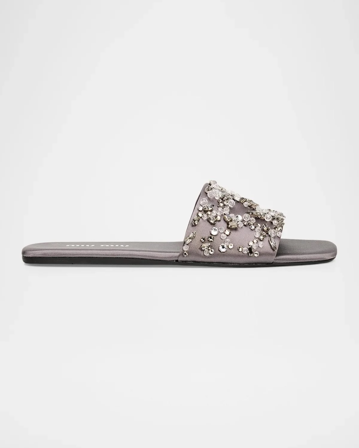Embellished Satin Slide Sandals - 1