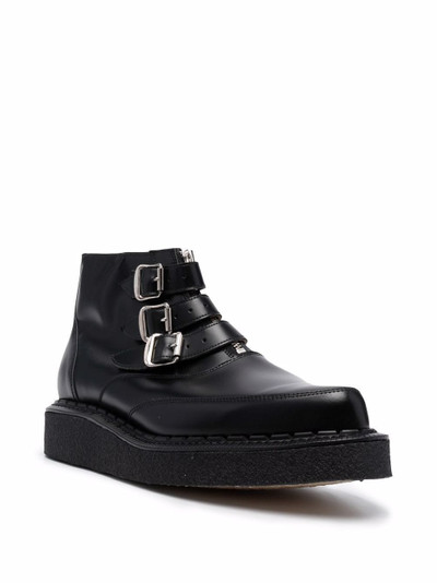 Comme des Garçons Homme Plus triple-buckle pointed boots outlook