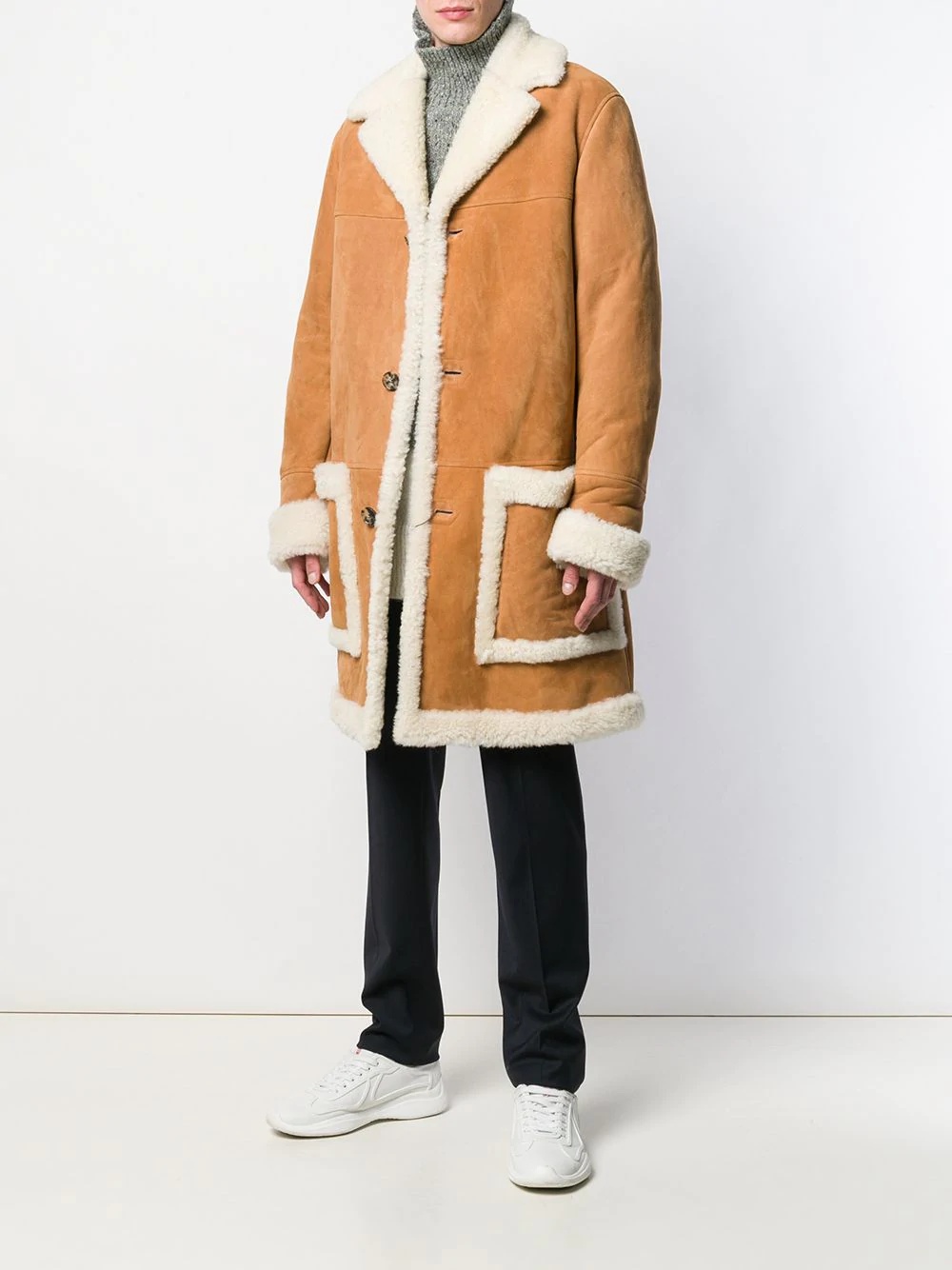 shearling overcoat - 2