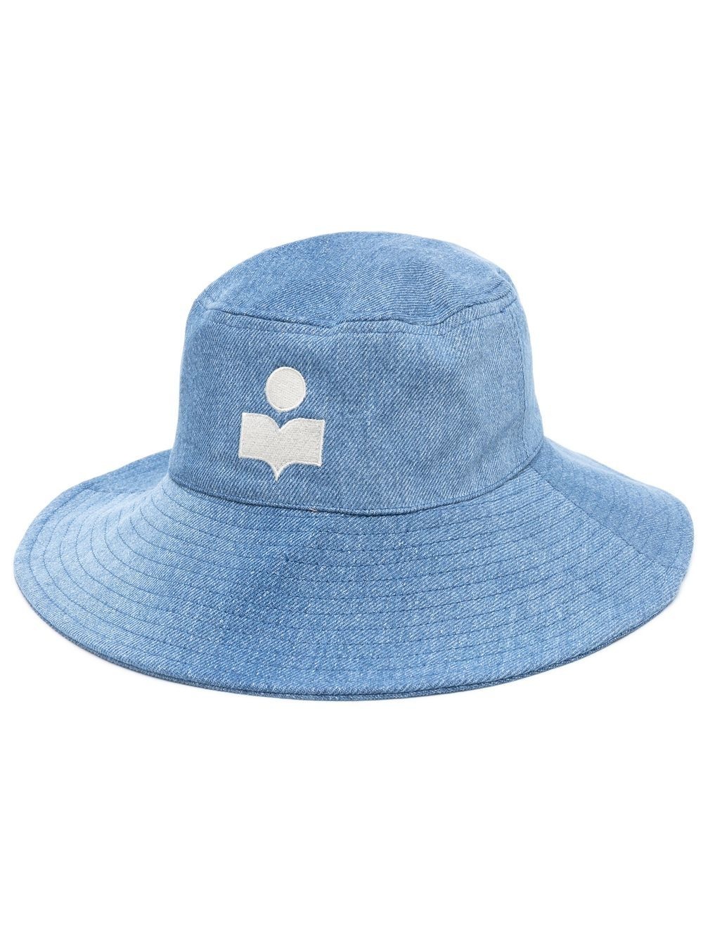 logo-print denim sun hat - 1