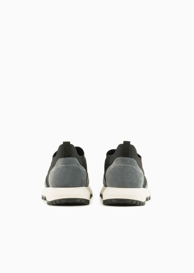 EMPORIO ARMANI Knit sneakers with suede details outlook