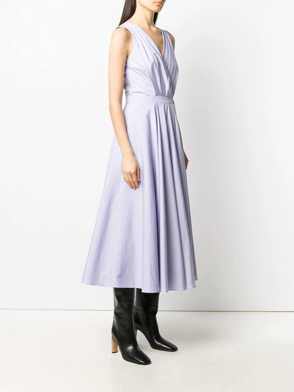 drape-detailing V-neck midi dress - 3